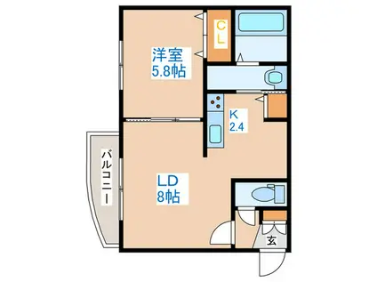 CAPPUCCINO(1LDK/2階)の間取り写真