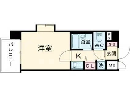 リーガル新神戸(ワンルーム/6階)の間取り写真