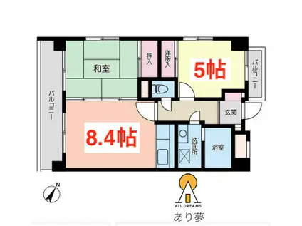 カルムハウス(2DK/3階)の間取り写真