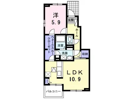 フェリーチェ M(1LDK/1階)の間取り写真