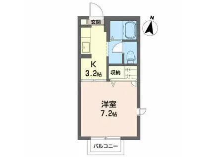 ビッグベルIII(1K/1階)の間取り写真