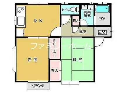 コーポカリベC(2DK/1階)の間取り写真