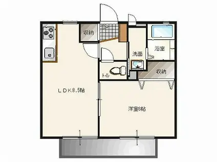 メゾンドアベニュー II(1LDK/1階)の間取り写真
