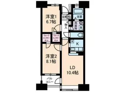 ヴェルポワール東葛西(2LDK/8階)の間取り写真