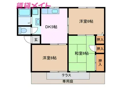 エクレールサンエイ A(3DK/1階)の間取り写真