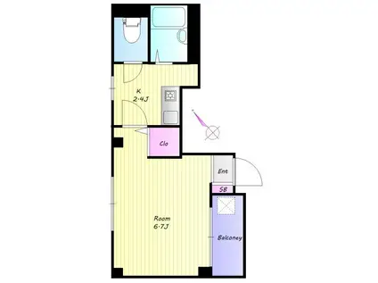 レジデンス樹(1K/2階)の間取り写真