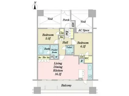 藤和シティホームズ御殿山(2LDK/5階)の間取り写真