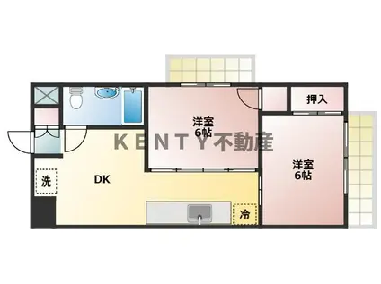 ドミール蒲田(2DK/10階)の間取り写真