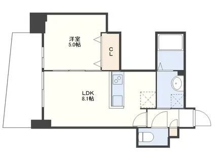 レジデンス籠町(1LDK/8階)の間取り写真