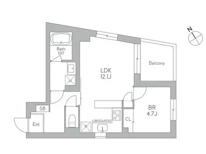 J.リヴェール武蔵小山ウエスト(1LDK/2階)の間取り写真