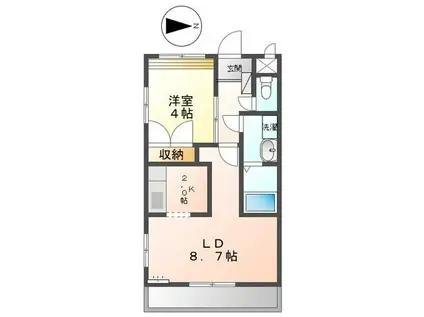スプリング・ヒル(1LDK/1階)の間取り写真