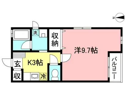 サンハイツ参番館(1K/1階)の間取り写真