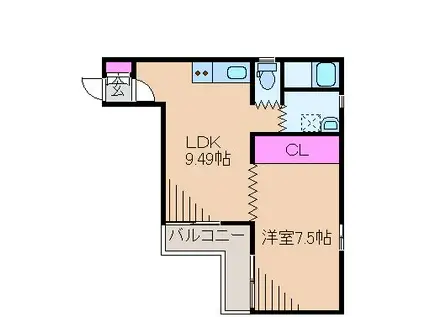 ダイユー44番館(1LDK/2階)の間取り写真