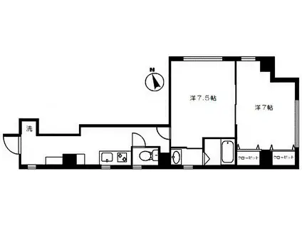 カーサこけし(2K/2階)の間取り写真