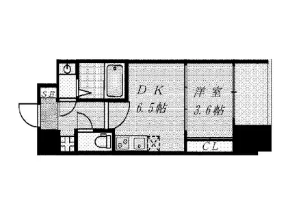 セレニテ北久宝寺(1DK/8階)の間取り写真