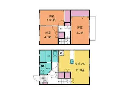 ブロッサムハイツII(3LDK/1階)の間取り写真