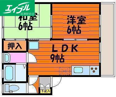 アムール・ディス(2LDK/2階)の間取り写真