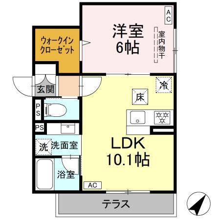アメティスタ相模が丘(1LDK/1階)の間取り写真