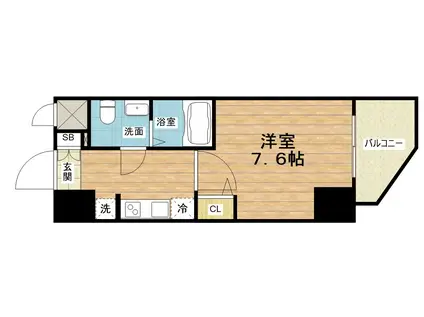 エグゼ難波ウエストリバー(1K/6階)の間取り写真