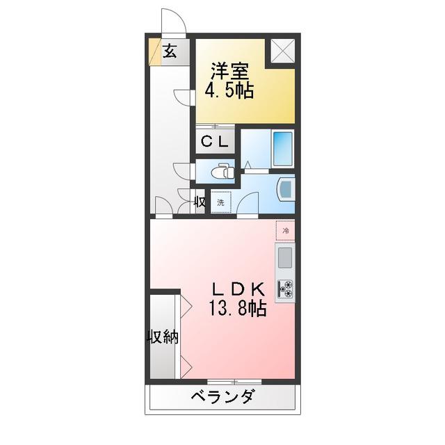サンライト南浦和2番館(1LDK/6階)の間取り写真