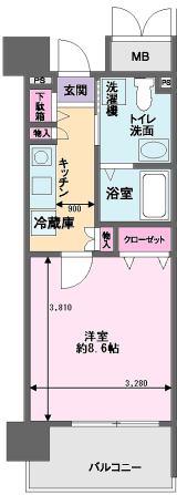 アーバンヴィレッジ学園南(1K/4階)の間取り写真