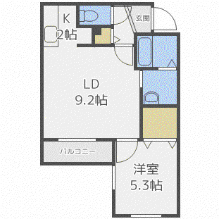 ラフレーズ美園(1LDK/1階)の間取り写真