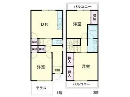 花の杜コーポ南(3DK/1階)の間取り写真