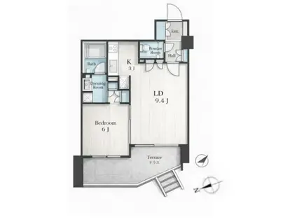 ザ・コートガーデン東山(1LDK/1階)の間取り写真