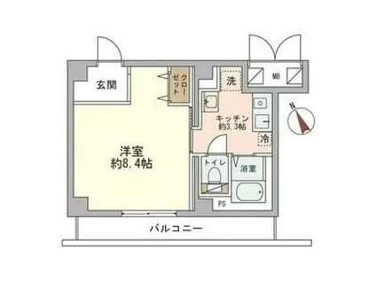 マインズ・コム南茨木(1K/4階)の間取り写真