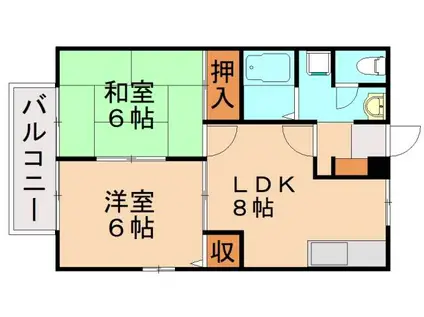 ジュネス遠賀(2LDK/2階)の間取り写真