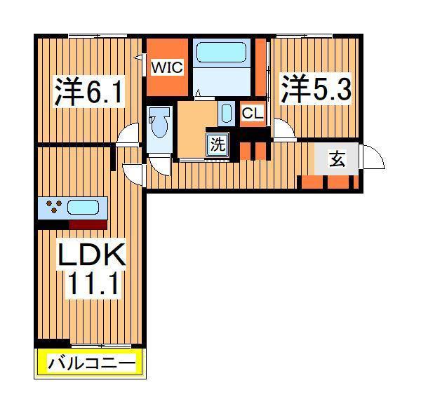 ベリーナ(2LDK/3階)の間取り写真