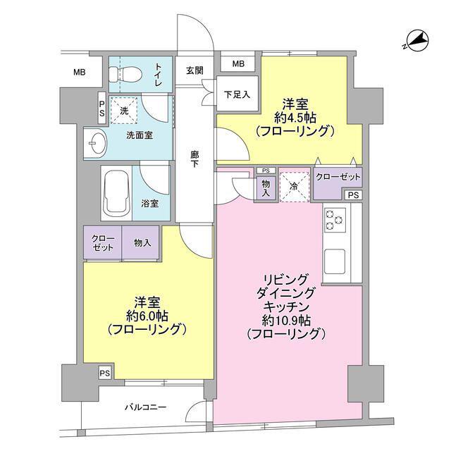 パートナーシップアパートメント(2LDK/12階)の間取り写真
