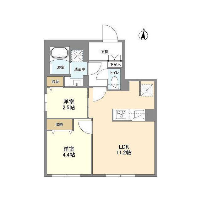 ウェルスクエア西大井(2LDK/5階)の間取り写真