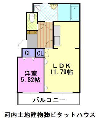 ドリームタウン三和B(1LDK/3階)の間取り写真
