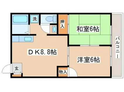 グリーンガーデン(2DK/1階)の間取り写真