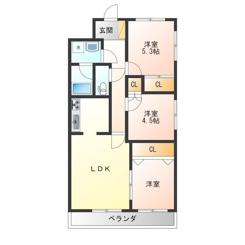 ネオ・ニシキ(3LDK/4階)の間取り写真