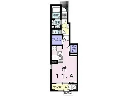 アイランド(ワンルーム/1階)の間取り写真