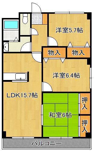 グラフキッズ企救丘(3LDK/2階)の間取り写真