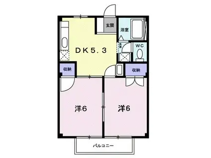 パークハイツ(2DK/1階)の間取り写真
