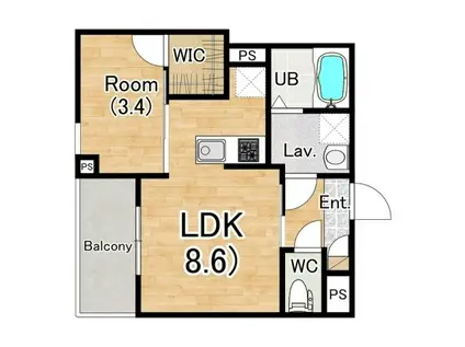 ジーメゾン鳳南ルシア(1LDK/2階)の間取り写真
