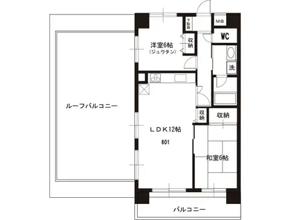 ライオンズマンション和光本町(2LDK/6階)の間取り写真