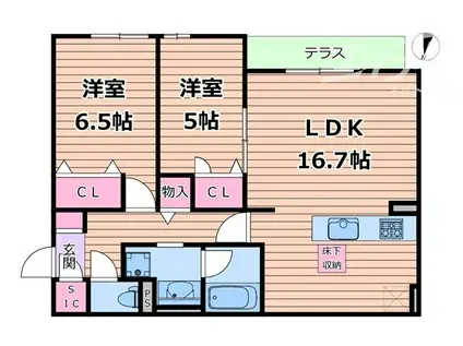 クラシスト瑞光(2LDK/1階)の間取り写真