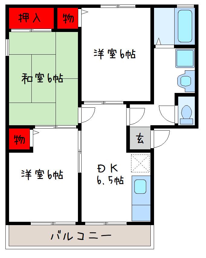 RIHITO八尾 C棟(3DK/2階)の間取り写真