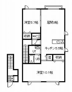 CASA・K(2LDK/2階)の間取り写真