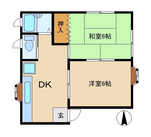 ツエーダハウス(2DK/1階)の間取り写真