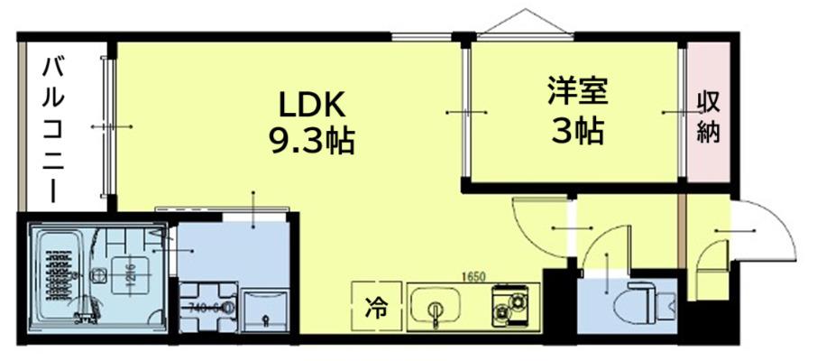 REキャスバルクォーレ東照宮(1LDK/1階)の間取り写真