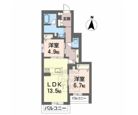 シャーメゾン エムエイチ 曽根東(2LDK/3階)の間取り写真