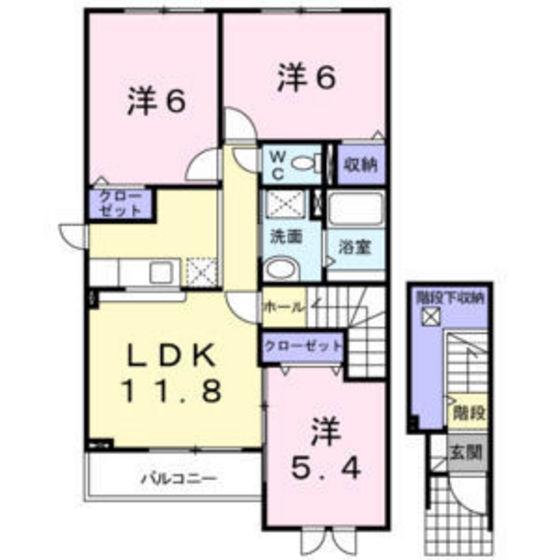TERRACE HOUSE S(3LDK/2階)の間取り写真