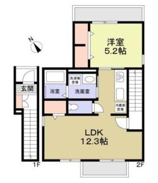 K.VENT VERT(1LDK/2階)の間取り写真