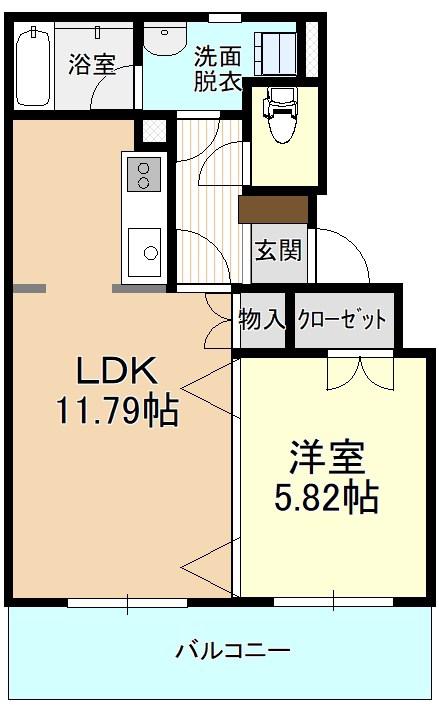ドリームタウン三和B(1LDK/3階)の間取り写真